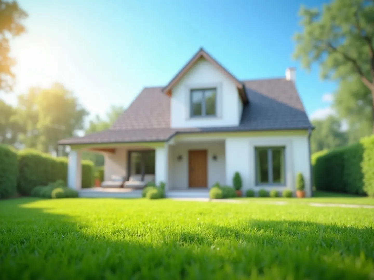 Sparkling clean house exterior with fresh landscaping